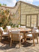 Ensemble de table et de chaises de salle à manger en teck et rotin massif, moderne et durable, pour jardin, cour, terrasse, balcon