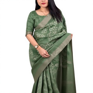 Ethnic Designer <b>Saree</b> for Women Pure Cotton and Silk Linen Rayon Party Wear in Pink and <b>Red</b> Colors Indian Fashioned - Product Image 1