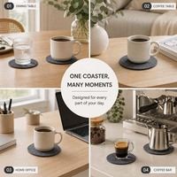 Sous-verres ronds en feutre en gros avec support de rangement pour tasses à café et verres, avec base en silicone