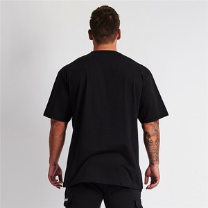 T-Shirt da <span class=keywords><strong>Uomo</strong></span> per Palestra in Cotone Oversize con Spalle <span class=keywords><strong>Larghe</strong></span> e Logo Personalizzato - Product Image 3