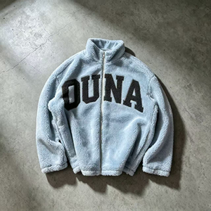 เสื้อแจ็คเก็ตขนเฟลซเชอร์ปาโอเวอร์ไซส์ OUNA สำหรับผู้ชาย แบบซิป หนานุ่ม อุ่นสบายสำหรับฤดูหนาว สไตล์สตรีทแวร์ คุณภาพสูง รับผลิตตามสั่ง ขายส่ง - Product Image 1