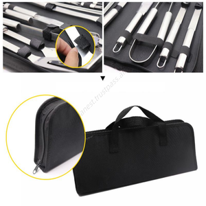 Ensemble de pinces de barbecue portables en acier inoxydable W011 pour l'extérieur avec sac Oxford, brosse et fourchette à barbecue – Outil domestique en gros - Product Image 3