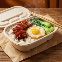 Topverkochte 700ml ovale suikerrietpulp takeaway container 24oz milieuvriendelijke verpakking herbruikbare wegwerpopties deksel voor