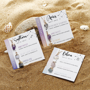 Offerta di Fabbrica Collana di Tendenza con Ciondolo Pietra Grezza <span class=keywords><strong>Naturale</strong></span> del Quarzo dei 12 Segni Zodiacali Catena in Acciaio Inossidabile e Biglietto con Pietra Curativa - Product Image 5