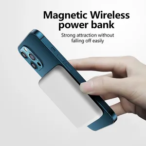 Custom Mini Magnetic Wireless Power Bank 5000mah 10000mah Magnet Wireless Charger Powerbank For IPhone 12 13 14 Pro Max