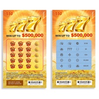 Carte à gratter personnalisée à thème numérique 777, impression à chaud, vente en gros, billet de jeu, billet de loterie chanceux