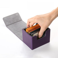 Boîte de rangement en cuir PU noir personnalisée avec fermeture à bouton confortable pour plus de 100 cartes YuGiOh MTG Poke Mon, rangement TCG en extérieur