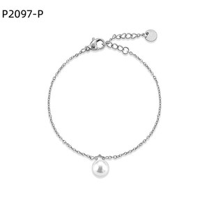 Bracelet Amy Amy en argent 925 avec fausses perles rondes blanches, chaîne minimaliste pour femme, à porter au quotidien - Product Image 1