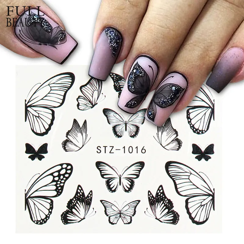 1pc nail stickers whole Pink Blue Butterfly Designs Spring Flowers Water Nail Stickers DIY Tattoo Manicure Nail Arts