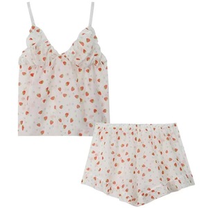 Sexy strawberry chiffon lingerie set for young girls, sweet and cute two-piece loungewear, see-through. - Product Image 5