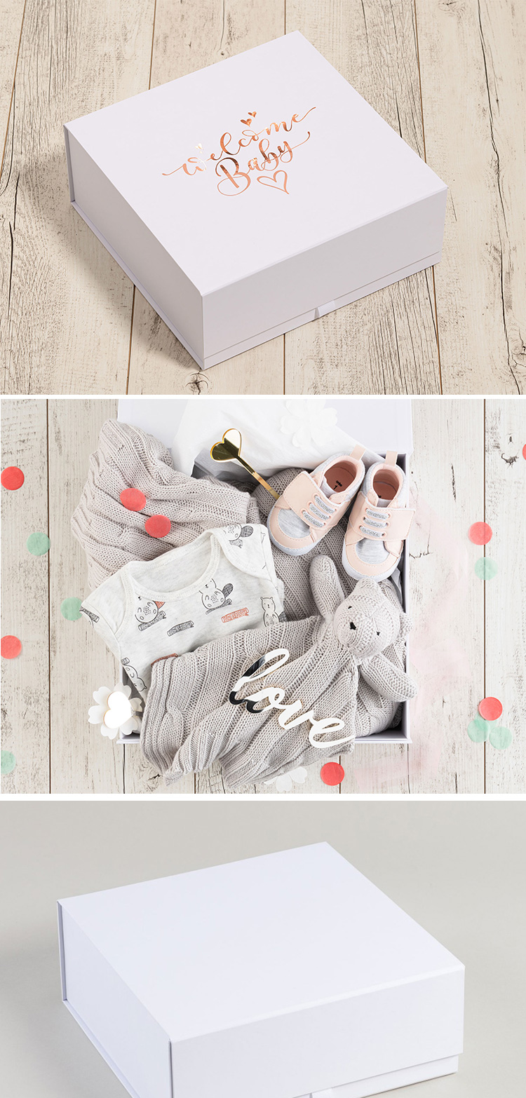 Custom Logo luxury White Rigid Cardboard Paper Packaging Magnetic Flap Closure Gift Box