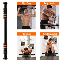 Barre de traction portable en chrome noir pour cadre de porte, support de dips pour entraînements de fitness à domicile