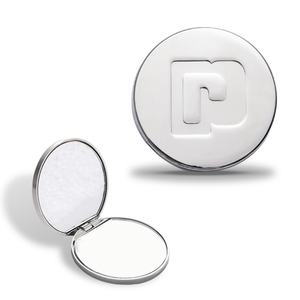 Silver Plated Custom Debossed Logo Dual Side High Quality Cosmetic <b>Compact</b> <b>Mirror</b> - Product Image 1