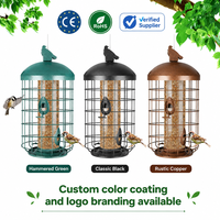 Mangeoires à oiseaux JH-Mech de 13 pouces avec 4 ports, remplissage hygiénique facile par le haut, pour cage à oiseaux suspendue en extérieur dans le jardin
