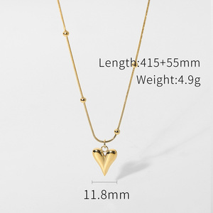 R. Gemma. Commercio all'ingrosso 14K placcato oro titanio in acciaio inox maglia collana stile classico perline d'oro cuore per anniversari - Product Image 2