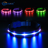 Collier de chien LED rechargeable par USB accessoire pour animaux de compagnie en polyester souple collier clignotant lumineux imprimé sans danger pour chiens chats chiots