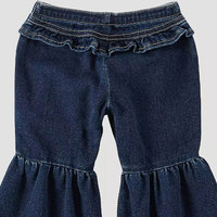 Jean évasé à volants pour femme en denim doux, taille élastique, tissu confortable et respirant, idéal pour le quotidien et l'hiver