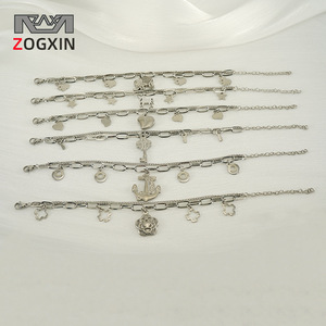 ZOGXIN Fashion Charm Bracelets For Women Stainless Steel Multi Layer Heart Anchor Rose Design Gift Jewelry - Product Image 1