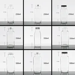 Tùy Chỉnh Rõ Ràng Pháp Vuông 250Ml 350Ml 500Ml Lạnh Ép Cà Phê Sữa Trà Uống Nước Trái Cây Chai Thủy Tinh 16Oz Nước Giải Khát Chai Với Nắp - Product Image 6