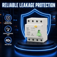 Disjoncteur différentiel CNFLY F364 4 pôles 40A RCCB 240/415V 6KA 50/60Hz Protection contre les fuites à la terre Norme IEC61008-1 Cuivre PA66 Montage sur rail