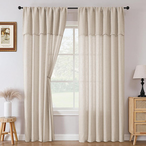Voilages en faux <span class=keywords><strong>lin</strong></span> DaiRui plissés à passe-tringle, couleur naturelle, transparents, filtrant la lumière, pour salon, vente en gros - Product Image 1