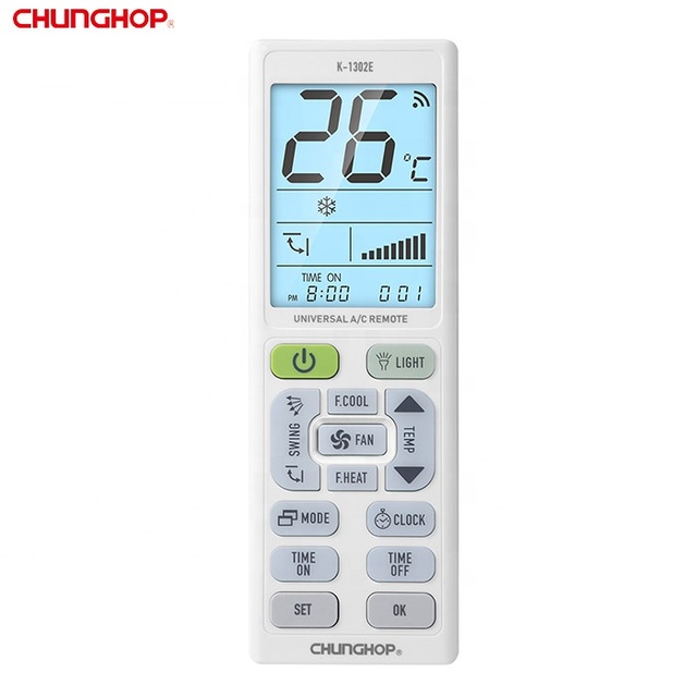 K-1302E Universal air Conditioner Remote Control Ac with Large Button and Backlight Suitable for Elderly
