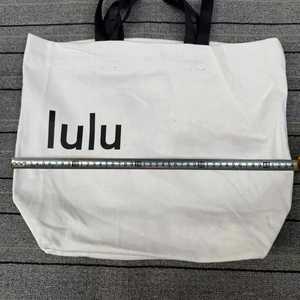 Popula Custom Logo Personalized Reusable Cotton Canvas Tote <b>Bag</b> Ribbon <b>Long</b> Rope Handles Letter Pattern Medium Size for Shopping - Product Image 5