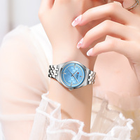 Montre de luxe pour femme 9096, style dessin animé, cadran diamanté or rose, mouvement à quartz 32 mm, bracelet en acier inoxydable 16 mm