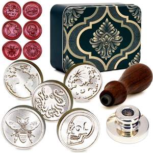 Set confezione regalo timbro sigillo di cera espressioni personalizzate serie benedizione Logo Kit timbro cera per carte buste regalo - Product Image 2