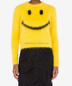 <span class=keywords><strong>Pull</strong></span> court en maille douce unisexe pour <span class=keywords><strong>femme</strong></span>, maille <span class=keywords><strong>de</strong></span> luxe, <span class=keywords><strong>original</strong></span>, neuf avec étiquette, coupe courte, col rond, jaune, <span class=keywords><strong>pull</strong></span> court souriant - Product Image 4