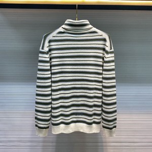 Suéter de <span class=keywords><strong>Cuello</strong></span> Alto para <span class=keywords><strong>Hombre</strong></span>, Mezcla de Lana, Diseño a Rayas, Jacquard, Cálido para Otoño e Invierno, Estilo Casual Elegante - Product Image 3