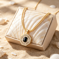Collier chaîne en acier inoxydable de haute qualité pour femme, avec pendentifs étoiles, goutte d'huile et zircon incrusté, style rétro simple, cadeau de niche