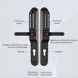 Hai mặt không thấm nước chống trộm đẩy nút kỹ thuật số khóa hợp kim nhôm bền đánh bóng màu đen xử lý khóa cửa - Product Image 5