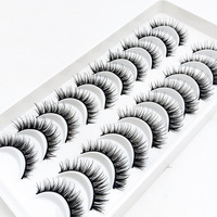 10 paires de faux cils européens à tige noire Volume 3D Extra Long bouclés une pièce moelleux Faux cils de vison en gros