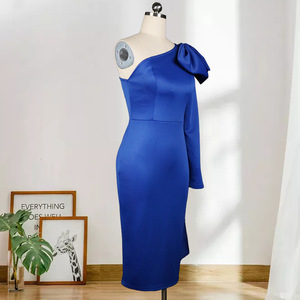 Vestido Sexy de Talla Grande con un Hombro Descubierto, Espalda Descubierta, Lazo en la Cintura Alta y Corte Ajustado <span class=keywords><strong>para</strong></span> Mujer, Fabricantes - Product Image 6