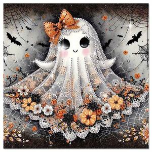Mosaico de Diamantes de Resina Impreso en 5D con <span class=keywords><strong>Dibujos</strong></span> Animados, Diseño de <span class=keywords><strong>Fantasma</strong></span> Lindo de Halloween para Decoración del Hogar, Venta al por Mayor - Product Image 1