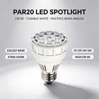 Ampoule LED PAR20, culot E26/E27, aluminium, température de couleur 2700K-6500K, CRI 90, garantie 3 ans, utilisation intérieure
