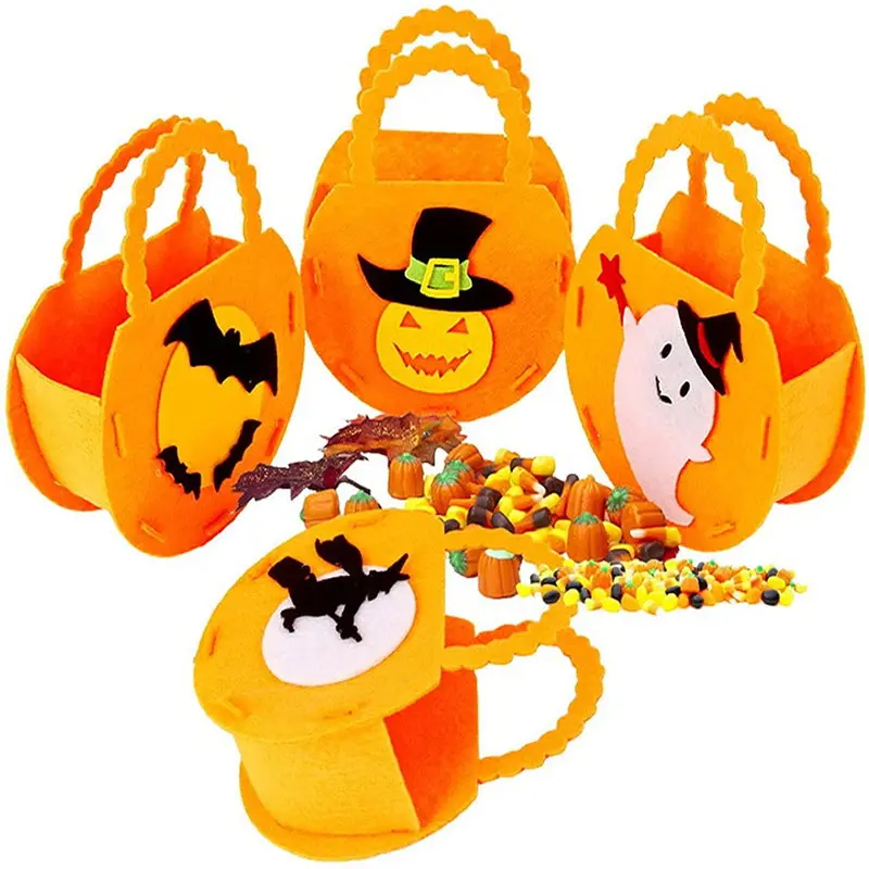 Halloween Snoep Zak Diy Voelde Handgemaakte Kids 'Fun Party Props Accessoires Pompoen Zak