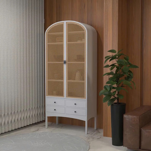 Armario de Madera con Puertas y Cajones de Mimbre, Ecológico, de Alta Calidad, Moderno, Guardarropa Blanco de Ratán - Product Image 5