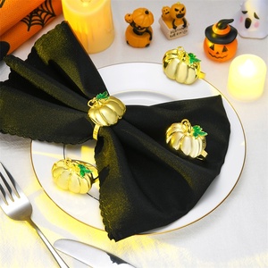 Porte-serviettes en forme de citrouille d'Halloween, blanc galvanisé, anneau noir, écologique, moderne, élégant, décoration de table pour fête, restaurant - Product Image 5