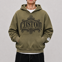 Sweat à capuche personnalisé avec logo, style gothique, effet usé, en coton épais, coupe oversize, streetwear pour hommes, vente en gros, haute qualité