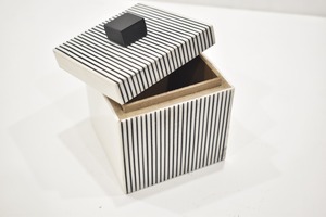 Caja de Almacenamiento de Resina MDF con Rayas Blancas y Negras de Calidad Premium, con Tapa, Almacenamiento Elegante para Decoración del Hogar y Sala de Estar, Disponible para la Venta - Product Image 4