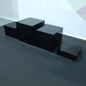 Foshan Languo meja prasmanan putih akrilik peninggi meja kubus Display bersarang Riser persegi persegi kotak alas makanan tampilan