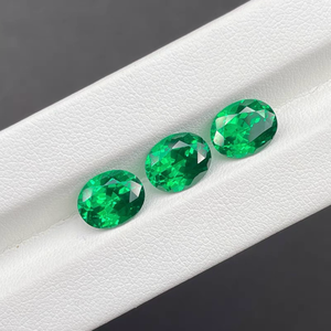Lê cắt Zambia Emerald 5x7mm 10x12mm hình bầu dục phòng thí nghiệm phát triển màu xanh đậm Zambia Emerald Bộ đồ trang sức - Product Image 1