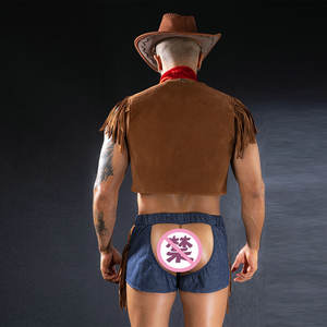 Costume de cosplay de cowboy pour homme, smoking, lingerie <span class=keywords><strong>sexy</strong></span> taille basse, ensemble de 5 pièces à motif uni, jeu de rôle, <span class=keywords><strong>tenue</strong></span> de bar <span class=keywords><strong>gay</strong></span>, <span class=keywords><strong>tenue</strong></span> de boîte de nuit - Product Image 3