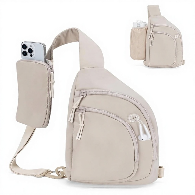 Fashion Nylon Crossbody Sling Bag for Women Zipper Closure Anti-theft RFID Blocking Pocket Adjustable Shoulder Strap