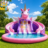 Toboggan gonflable pour piscine Unicorn, toboggan gonflable pour utilisation humide en vinyle, toboggan gonflable pour s'amuser en été dans la cour