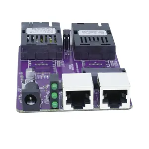 Placa de interruptor de marcha atrás, interruptor POE de 2 puertos, 100M, 2 Fiber 1310 + 1550 SC 3KM/20KM DC12V 24V poe + interruptor 4 puertos