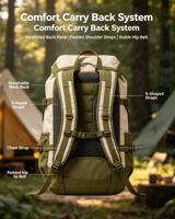 Sac à dos de camping vintage 50L en gros, étanche, pour randonnée et voyage, avec fixation externe pour sac de couchage et couverture, ajustement réglable
