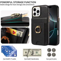 CasePeak-Porte-cartes portefeuille en cuir pour iPhone 16, 15, 14, 13, 12, Pro Max, 360